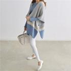 Color-block Open-front Poncho Cardigan