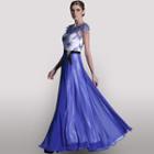 Sleeveless Color Block Evening Gown