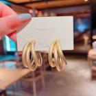 Layered Alloy Hoop Earring A183 - 1 Pair - Gold - One Size