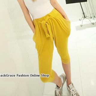 Drawstring Cropped Harem Pants