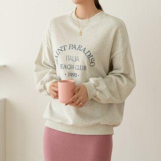 Fleece Letter Embroidered Sweatshirt