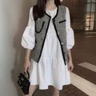 Elbow-sleeve A-line Dress / Vest