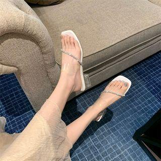Rhinestone Block-heel Slingback Sandals