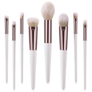 Set Of 8: Makeup Brush Set Of 8 - White - One Size