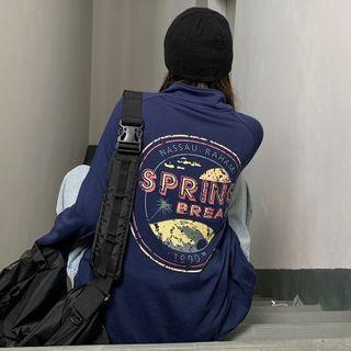 Stand Collar Printed Zip Light Jacket