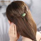 Retro Agate Flower Hair Stick Green - One Size