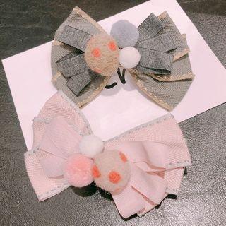 Furry Balls Bow Hair Clip