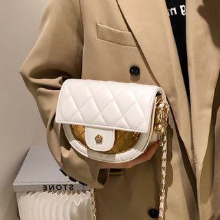 Paneled Quilled Crossbody Bag