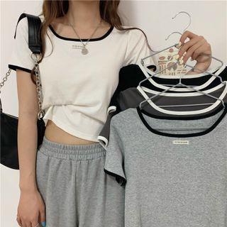 Square-neck Color-panel Top
