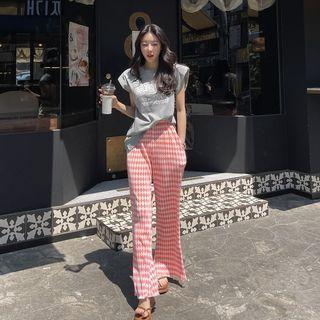 Crystal-pleat Argyle Pants