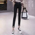 High-waist Plain Lining Leopard Pants