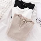 Lace-up Collar Cutout Long Sleeve Knit Top