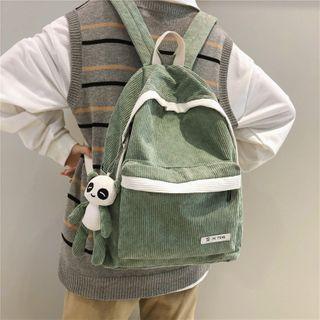 Corduroy Trimmed Applique Backpack