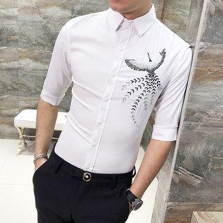 Phoenix Embroidered Elbow-sleeve Shirt