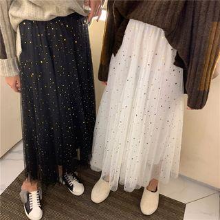 Star Pattern A-line Midi Skirt