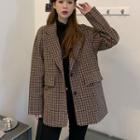 Plaid Notch Lapel Single-breasted Jacket