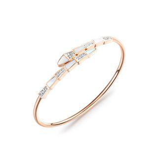 Fashion Personality Plated Rose Gold Serpentine Shell 316l Stainless Steel Bracelet With Cubic Zirconia Rose Gold - One Size