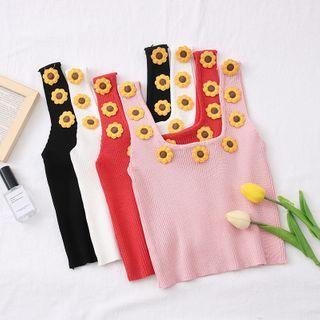 Daisy-accent Knit Tank Top
