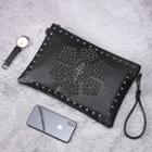 Studded Faux Leather Crossbody Bag Black - One Size