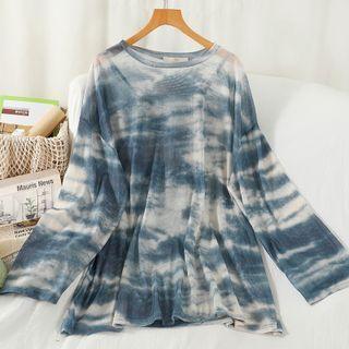 Set: Long-sleeve Tie Dye T-shirt + Spaghetti Strap Top