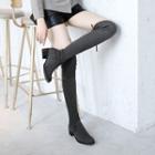 Elastic Suede Round Toe Over-the-knee Boots
