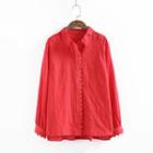 Lace Trim Blouse Red - One Size