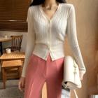 Colored Slim Cable-knit Cardigan