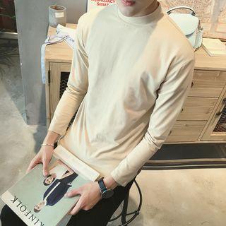 Panel Mock-neck Long-sleeve T-shirt