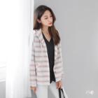 Multi-striped Dropped Shoulder Hooded Jacket