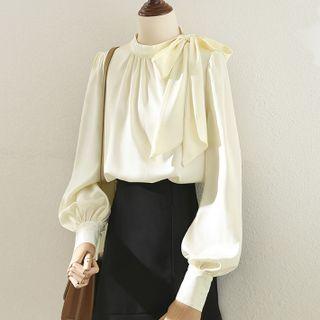 Bishop-sleeve Bow Blouse