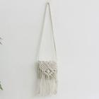 Tasseled Waffle-knit Square Shoulder Bag