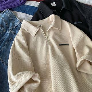 Short-sleeve Collar Zip T-shirt