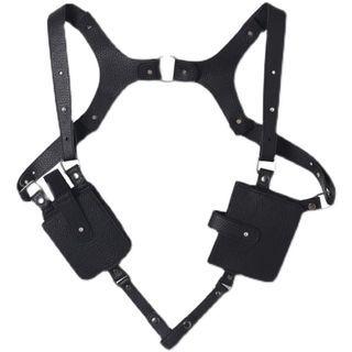 Faux Leather Body Harness & Belt Black - One Size