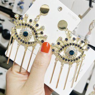 Rhinestone Eye Fringed Earring 1 Pair - As Shown In Figure - One Size