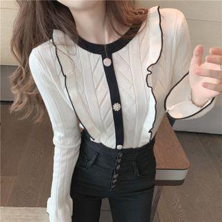 Ruffle Color Block Knit Top