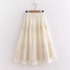 Lace Midi A-line Skirt Almond - One Size