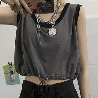 Drawstring-waist Crop Tank Top
