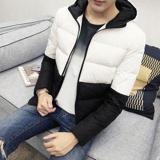 Color Panel Hooded Down Jacket