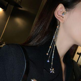 Rhinestone Star Dangle Earring 1 Piece - Silver - One Size