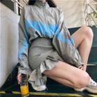 Color-block Loose-fit Jacket / Ruffle Skirt