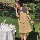 Short-sleeve Collared Single-breasted Dress