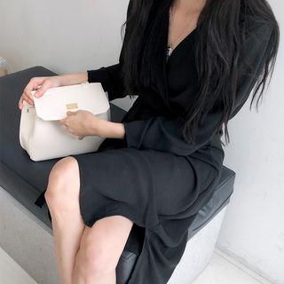 Asymmetric-hem Long Wrap Dress