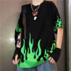 Flame Short-sleeve T-shirt Black - One Size