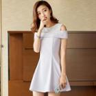 Lace Panel Cutout Short-sleeve Mini A-line Dress