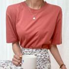 Round-neck Cotton T-shirt In 10 Colors