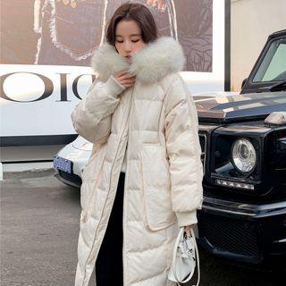 Fluffy Trim Hoode Padded Zip-up Coat
