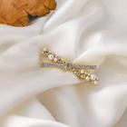Knot Faux Pearl Rhinestone Hair Clip Gold - One Size