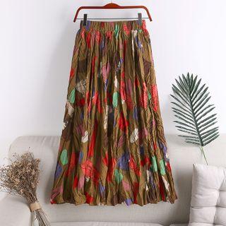 Textured Printed A-line Skirt