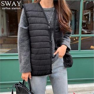 V-neck Padded Vest Black - One Size