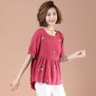 Embroidered Round-neck T Shirt